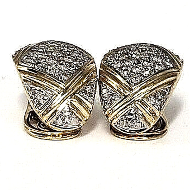 Beautiful Art 14k Diamond Yellow-White Gold Earrings With 10.7g Of Gold