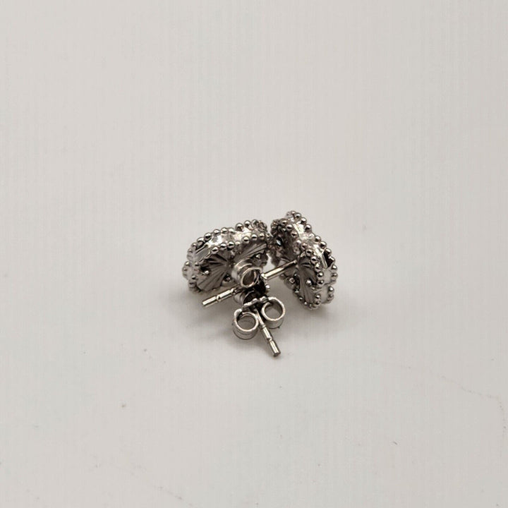 14k White Gold Flower Stud Earrings