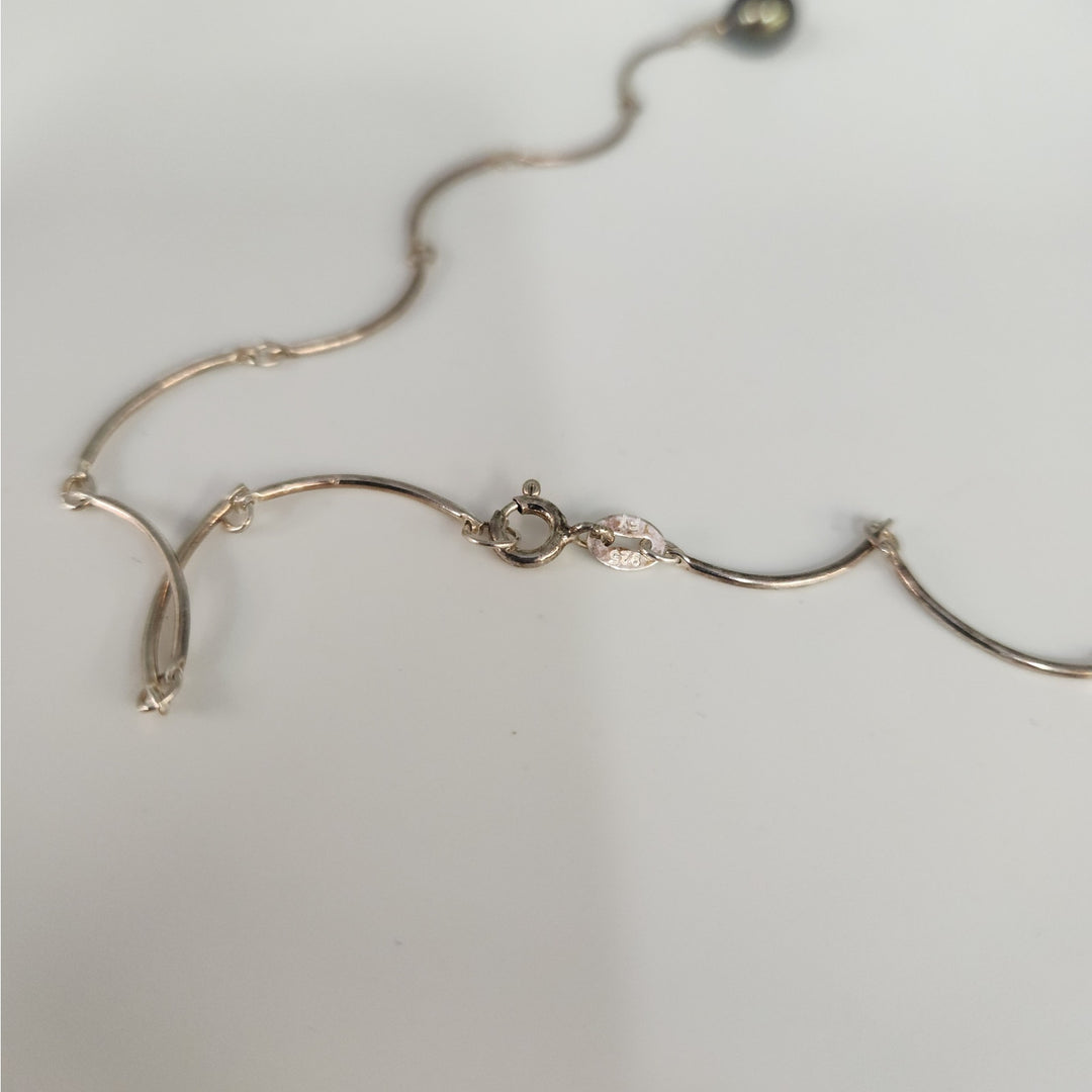 925 Sterling Silver Dyed Freshwater Pearl Drop Necklace 18"