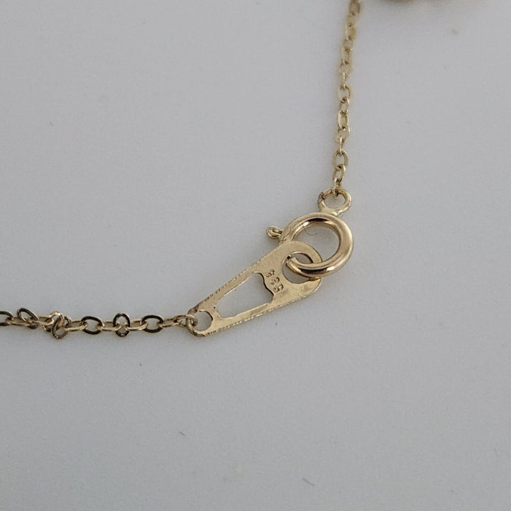 14k Yellow Gold Blue Flower Chain Necklace 18"