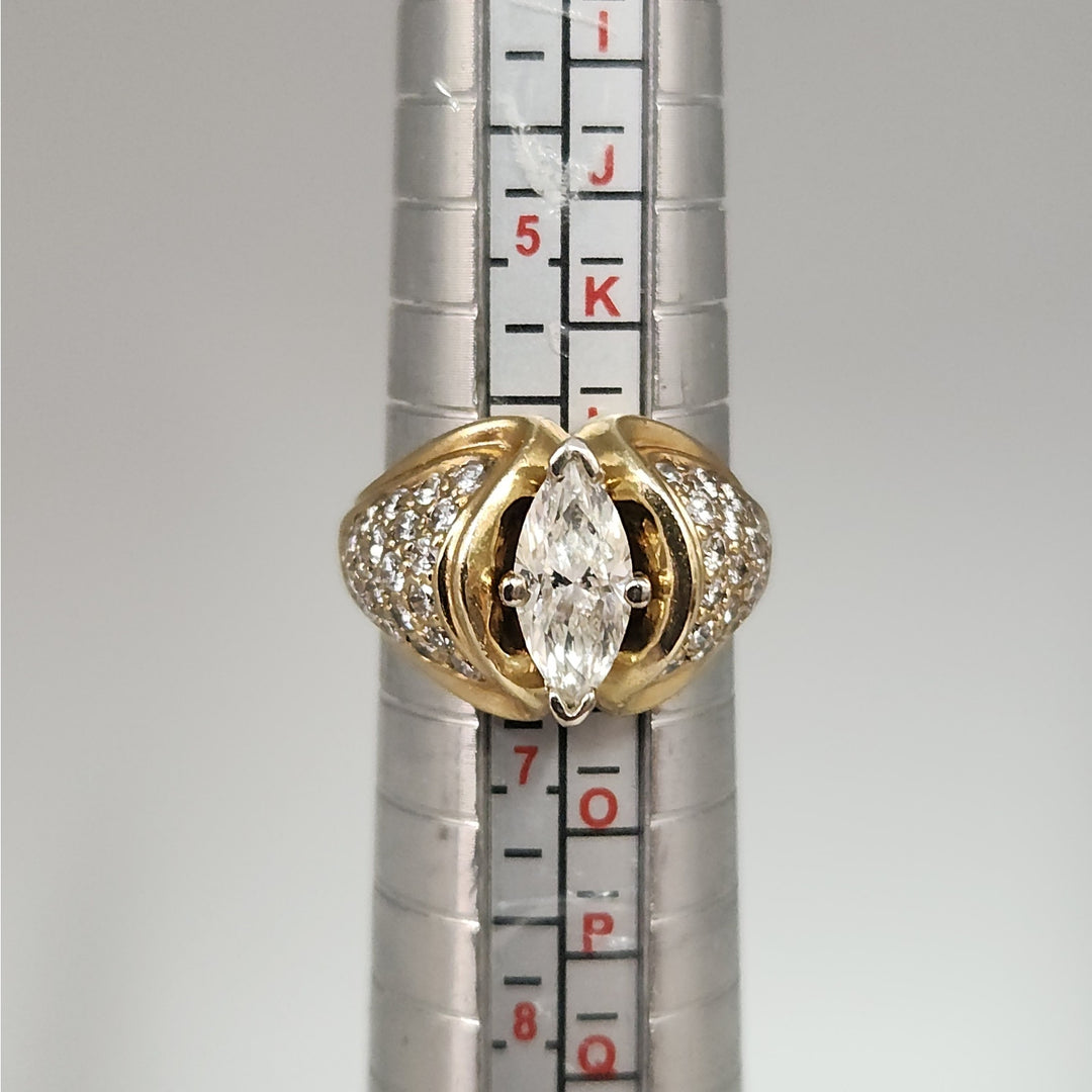 14k Yellow Gold 1.25 CT Marquise Diamond rinyg size 6.25