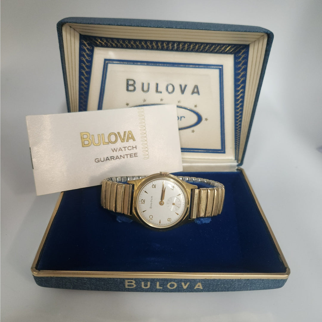 Vintage Bulova senator manual wind watch with small seconds and original box