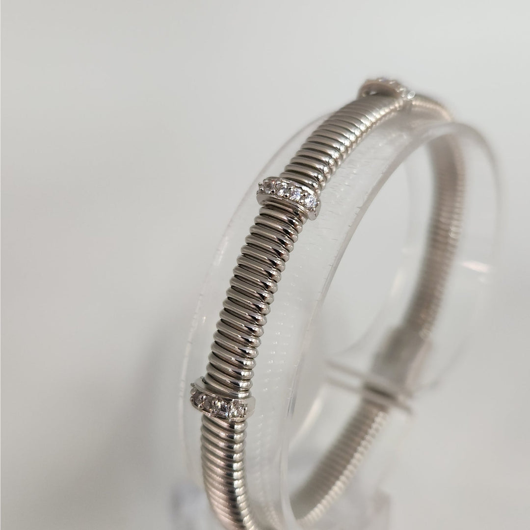 925 Sterling Silver Bracelet with cubic zirconia Accents