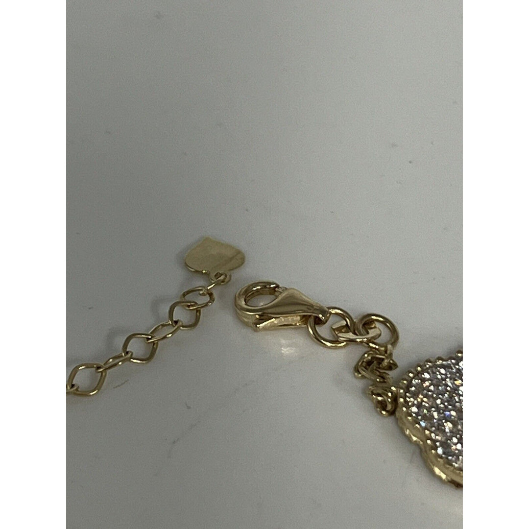 Fashion 14k Gold And Zirconia Solid Flower Bracelet 7.5”