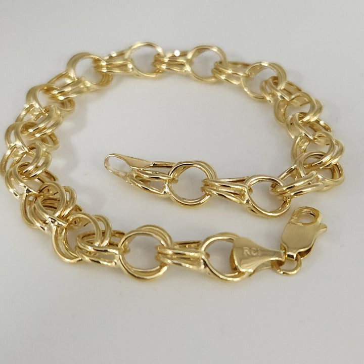 14k Yellow Gold Double Row Chain Link Bracelet 7.2"