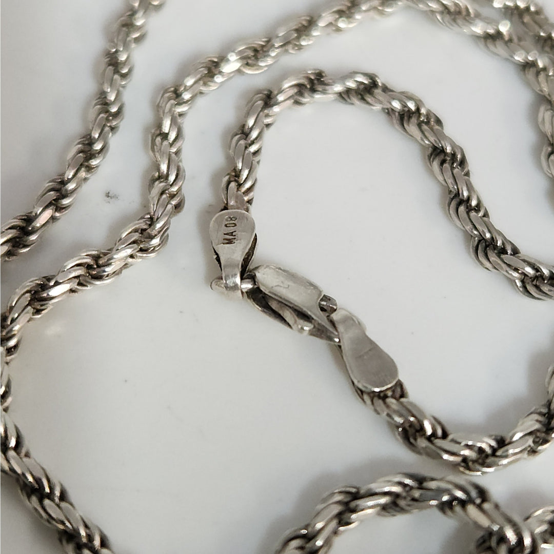 925 Sterling silver Rope Chain Necklace 20 "