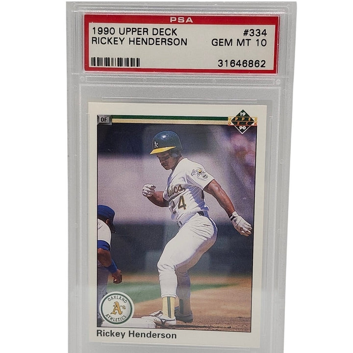 1990 Upper Deck Rickey Henderson #334 Oakland Athletics PSA 10 GEM MINT Baseball