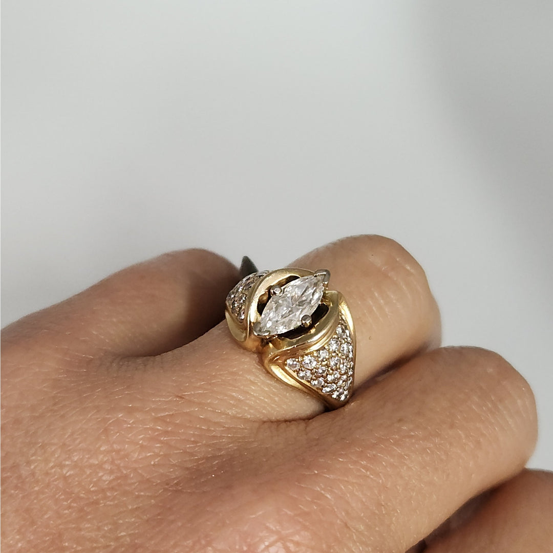 14k Yellow Gold 1.25 CT Marquise Diamond rinyg size 6.25