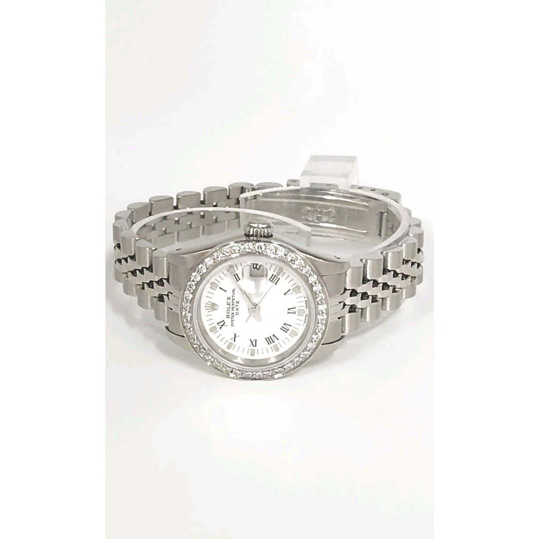 Rolex 26MM Watch Oyster Perpetual Date 69160 Aftermarket Lab Diamonds Bezel
