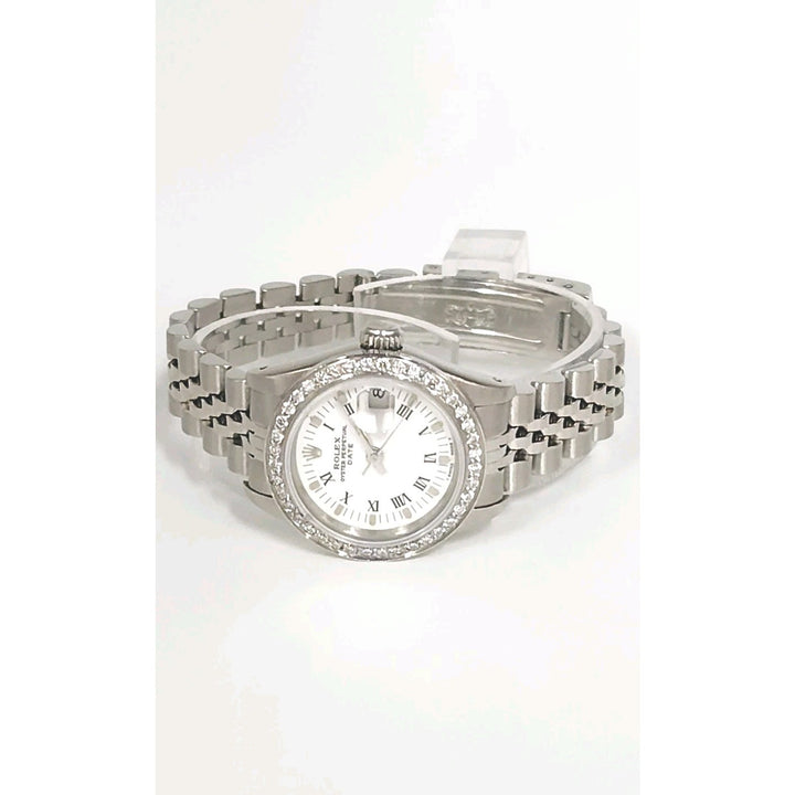 Rolex 26MM Watch Oyster Perpetual Date 69160 Aftermarket Lab Diamonds Bezel