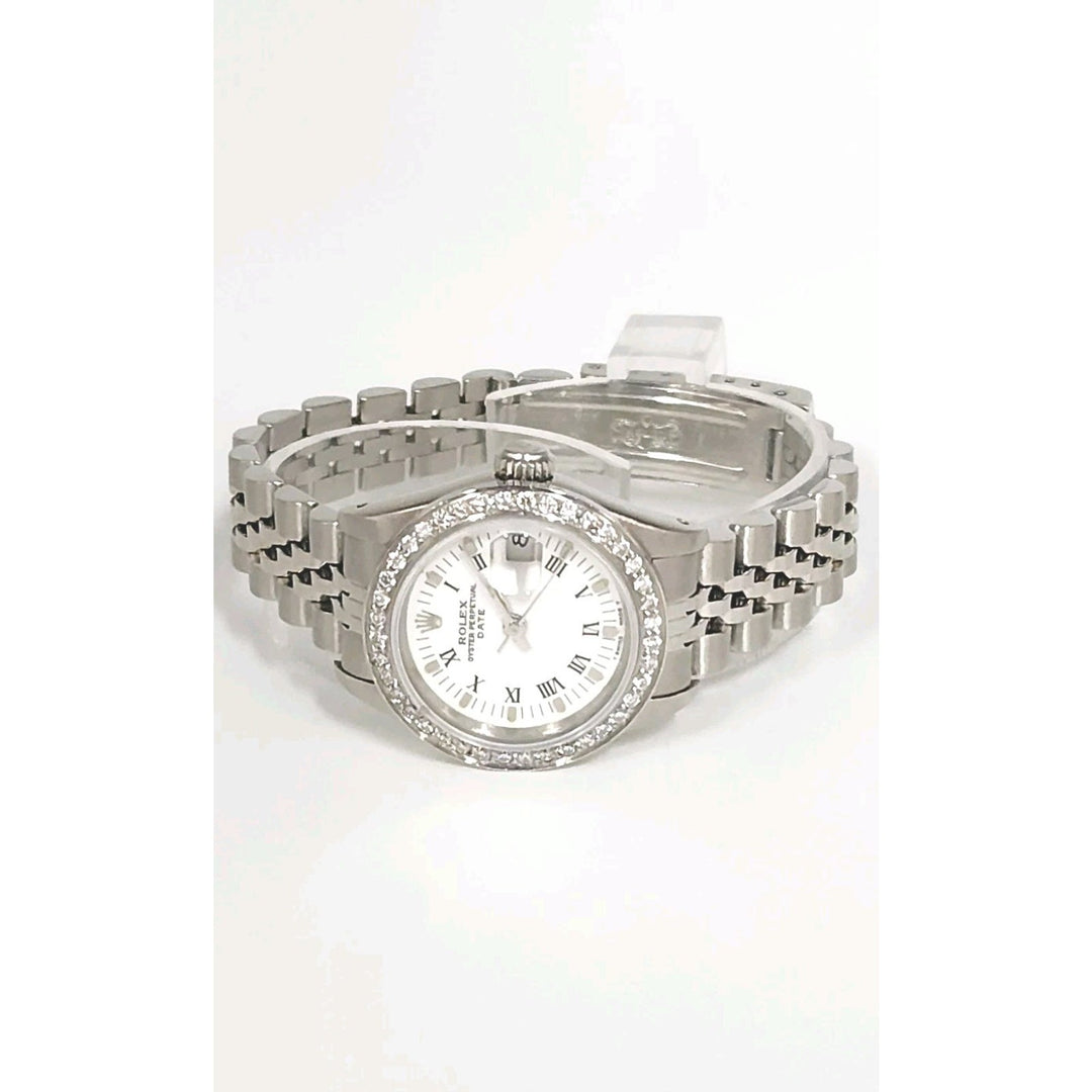 Rolex 26MM Watch Oyster Perpetual Date 69160 Aftermarket Lab Diamonds Bezel
