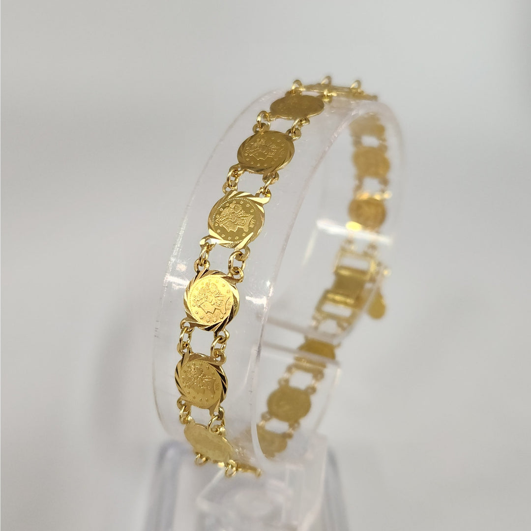 18k Yellow Gold Vintage Coin link Bracelet 7"
