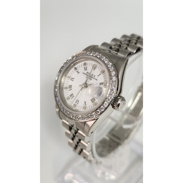 Rolex 26MM Watch Oyster Perpetual Date 69160 Aftermarket Lab Diamonds Bezel