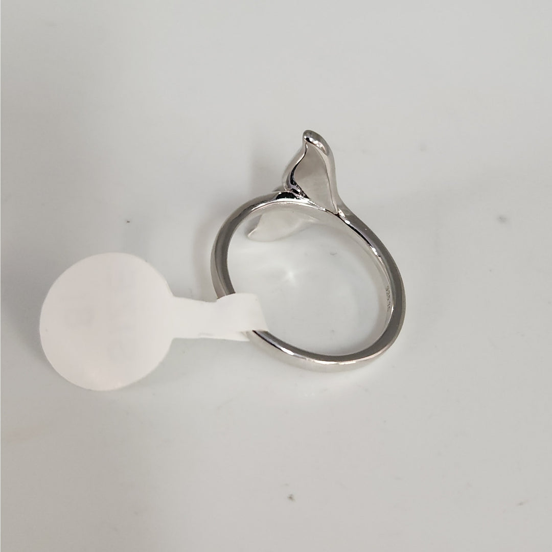 925 Sterling Silver Blue Opal whale Tail Ring size 8