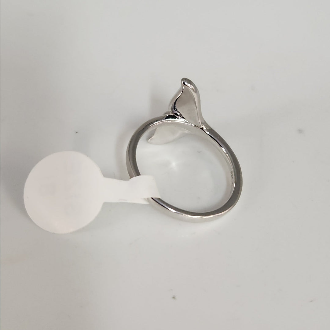 925 Sterling Silver Blue Opal whale Tail Ring size 8
