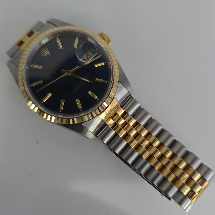 Rolex Datejust 16233 36mm Two-Tone Watch with Aftermarket Blue Dial