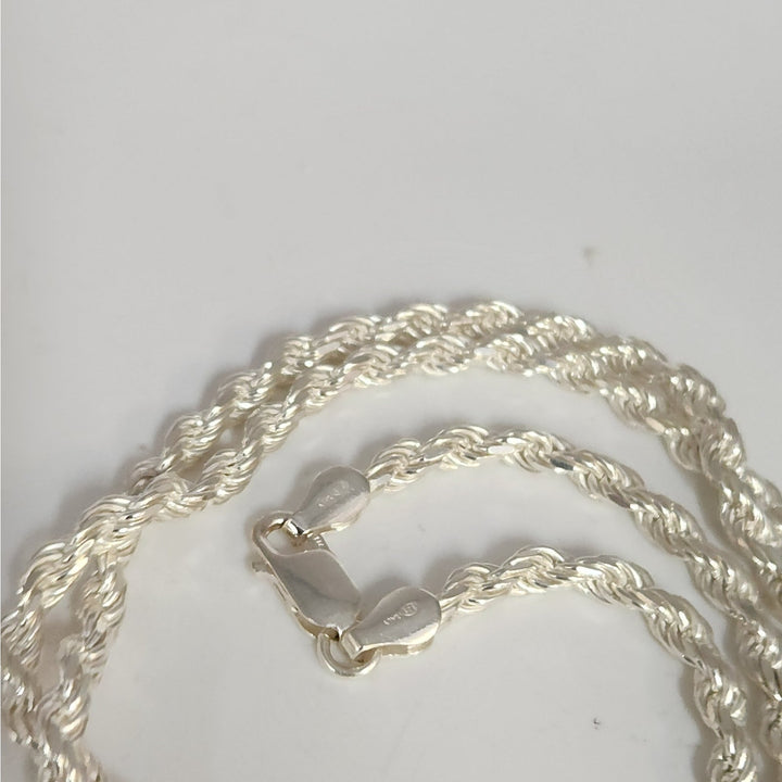 925 Sterling Silver Rope Chain Necklace 22",  3.9 mm, 27 g