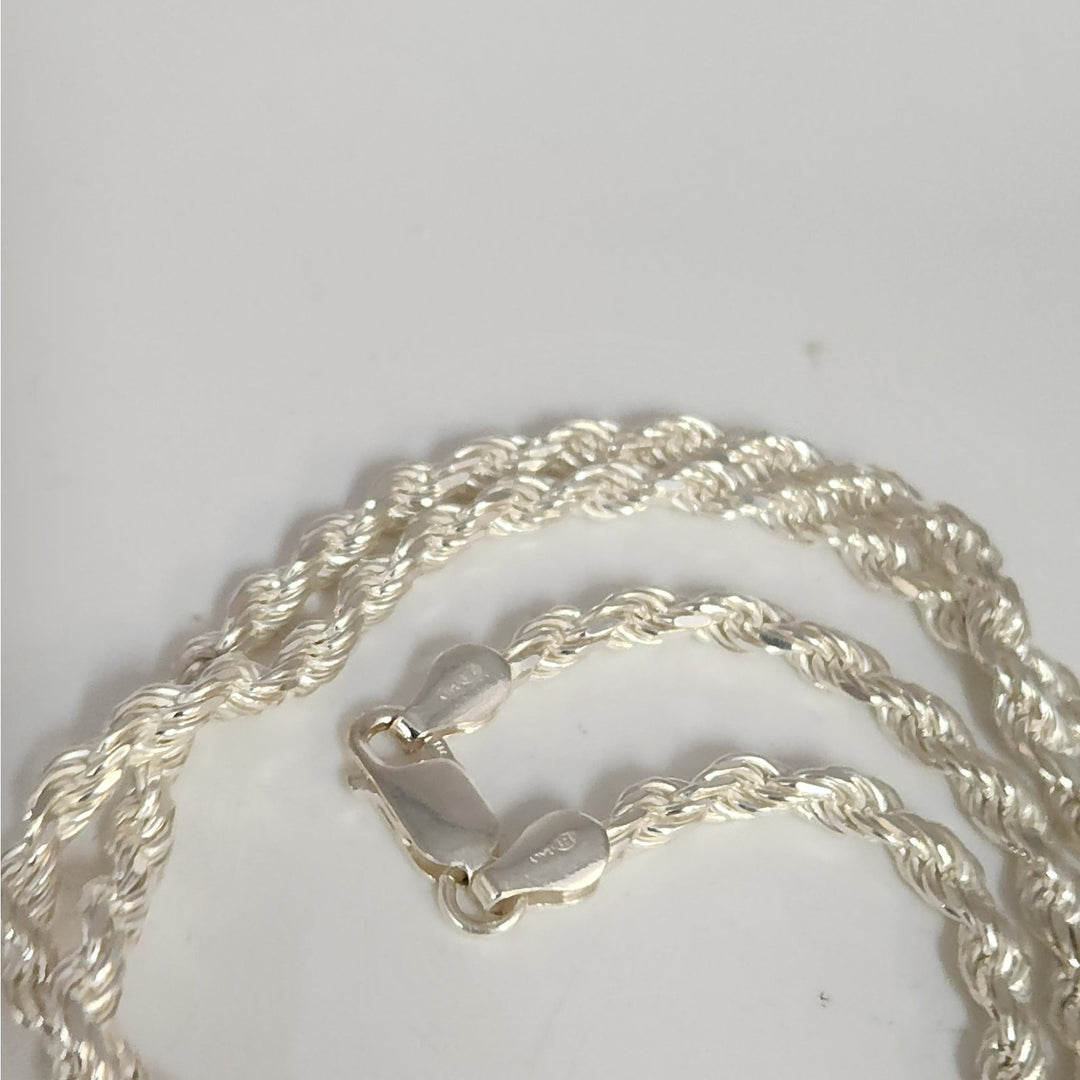 925 Sterling Silver Rope Chain Necklace 22",  3.9 mm, 27 g