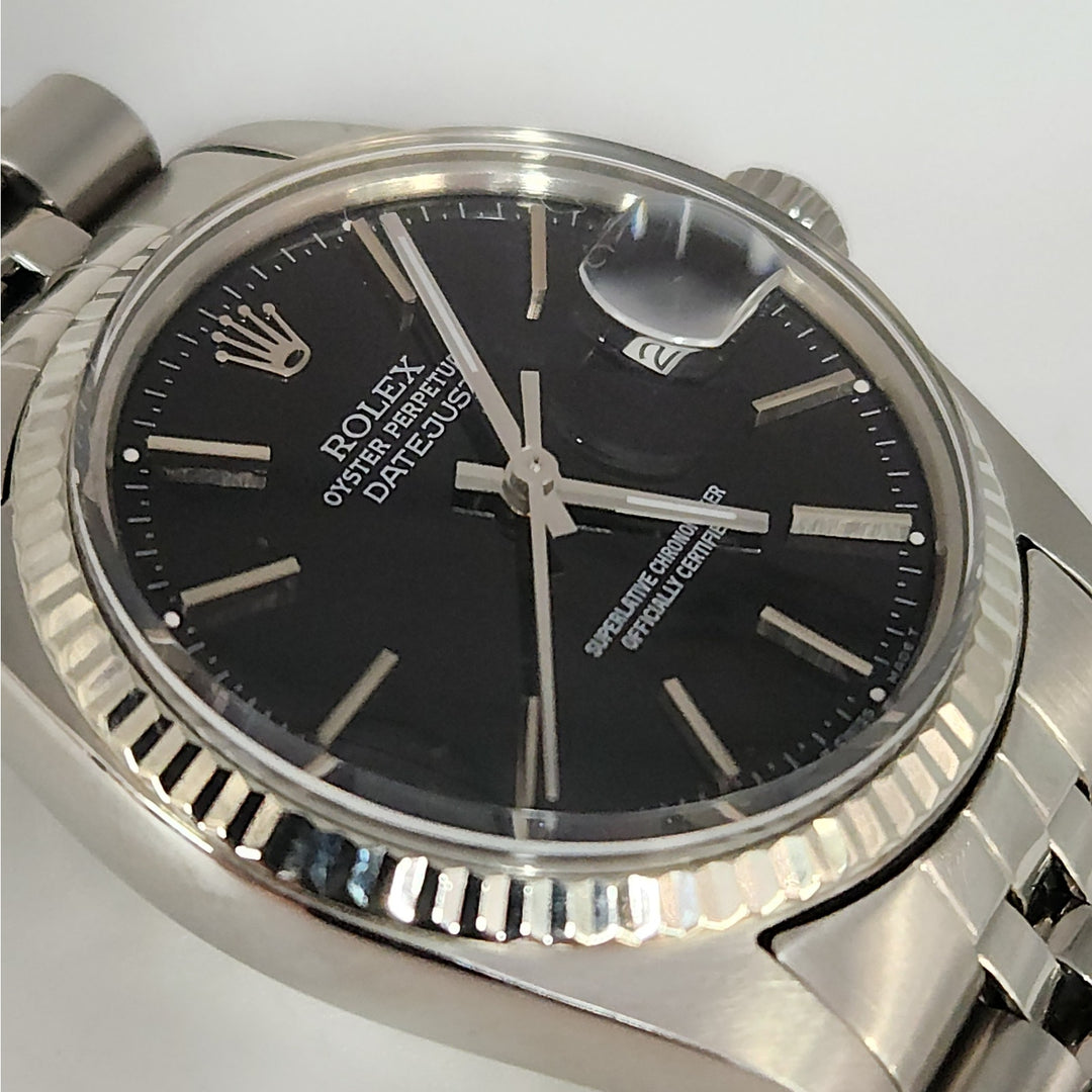 36MM Rolex 16014 Oyster Perpetual Datejust Jubilee Fluted White Gold Bezel