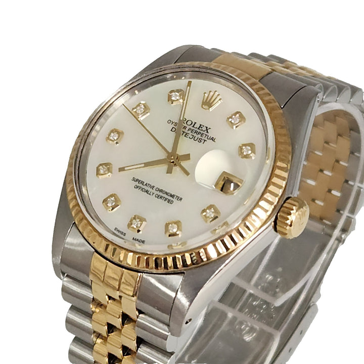 36MM Rolex Date Just Two Tones 18k Yellow Gold Stainless Steel Watch Ref 16013