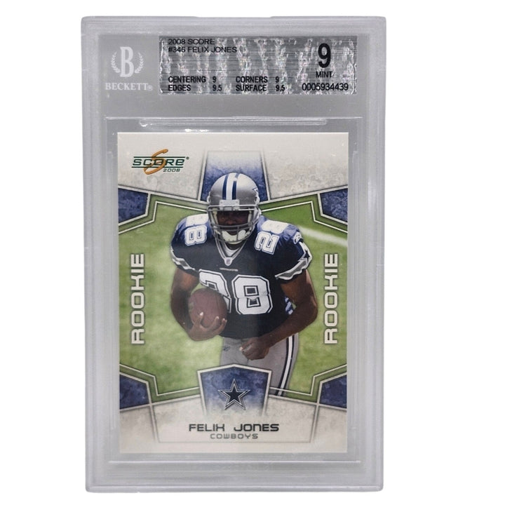 2008 Score Felix Jones Rookie Card #346 Dallas Cowboys BGS 9 Mint