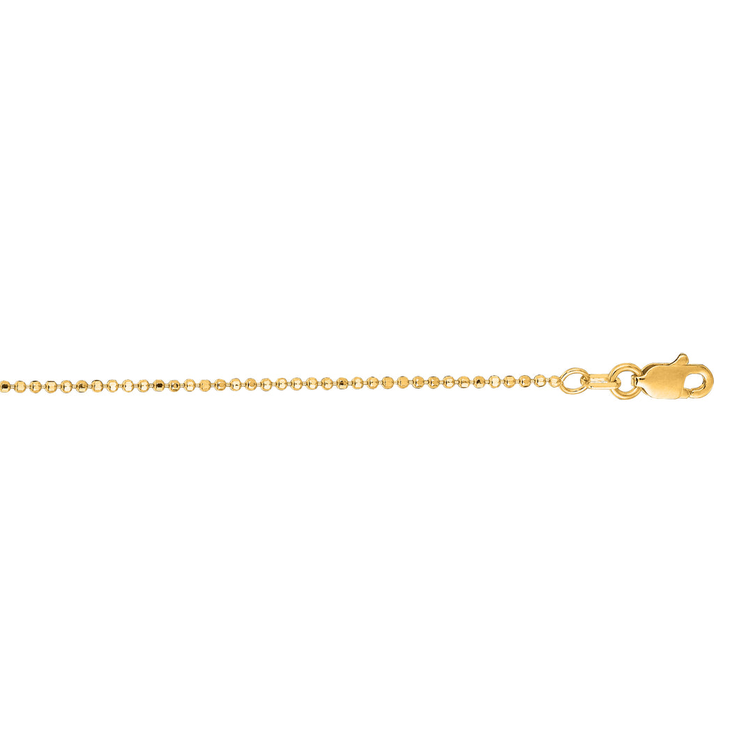 14K Gold 1.1mm Diamond Cut Bead Chain