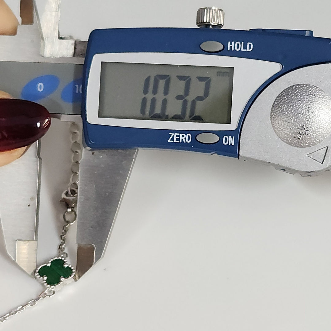 Elegant 925 Silver Malachite Clover Necklace 18.5"