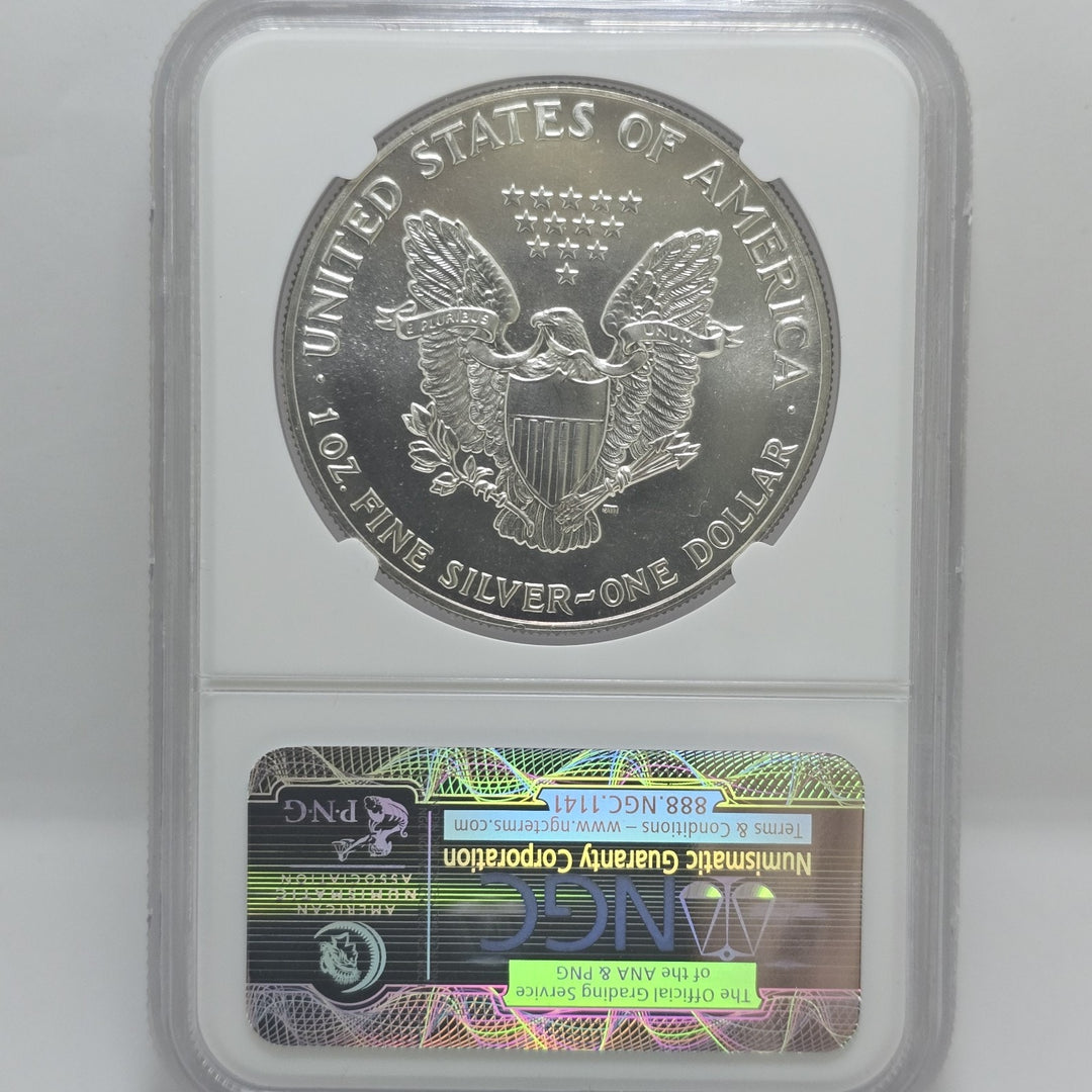 1988 American Silver Eagle, 1 Oz Fine .999 Silver USA Uncirculated $1 NGC MS69