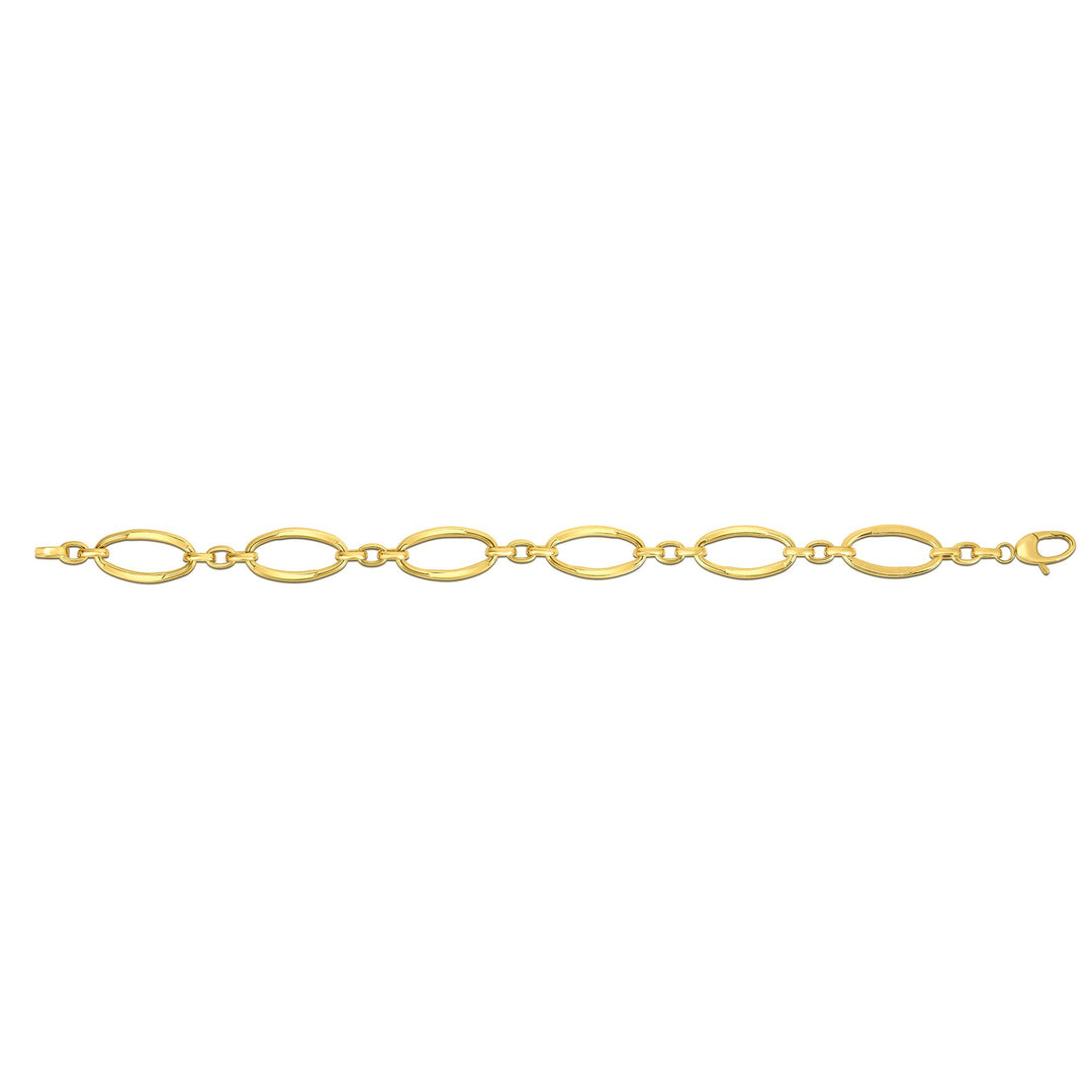 14K Gold Polished Three Plus One Oval Link Chain