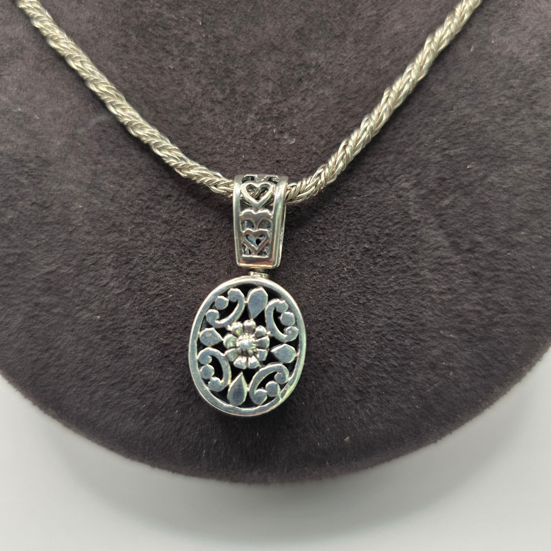 Sterling Silver 925 Pendant Necklace 21" 19.3g Black Stone