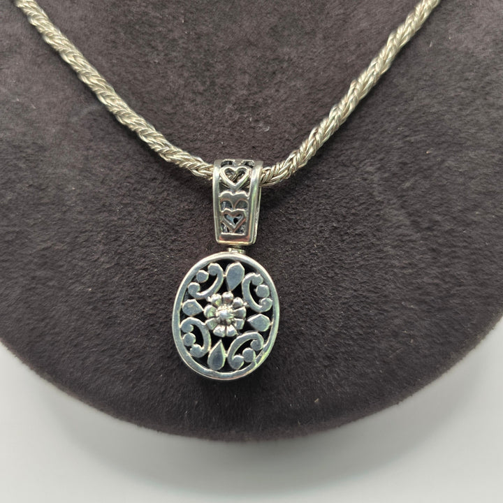 Sterling Silver 925 Pendant Necklace 21" 19.3g Black Stone