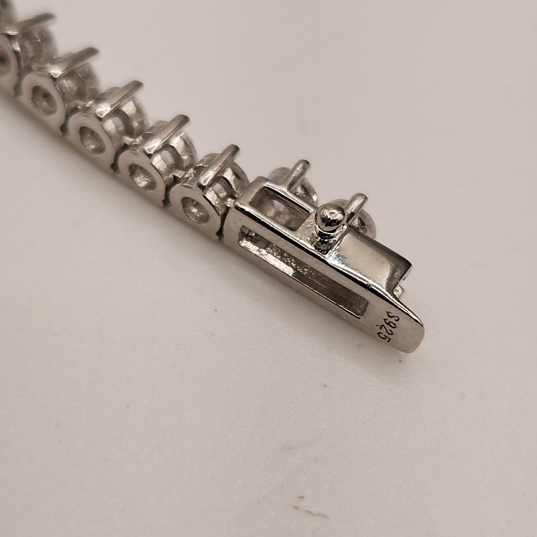 3 Prongs D VVS1 Full Moissanite Tennis Necklace 925 Sterling Silver 17"...
