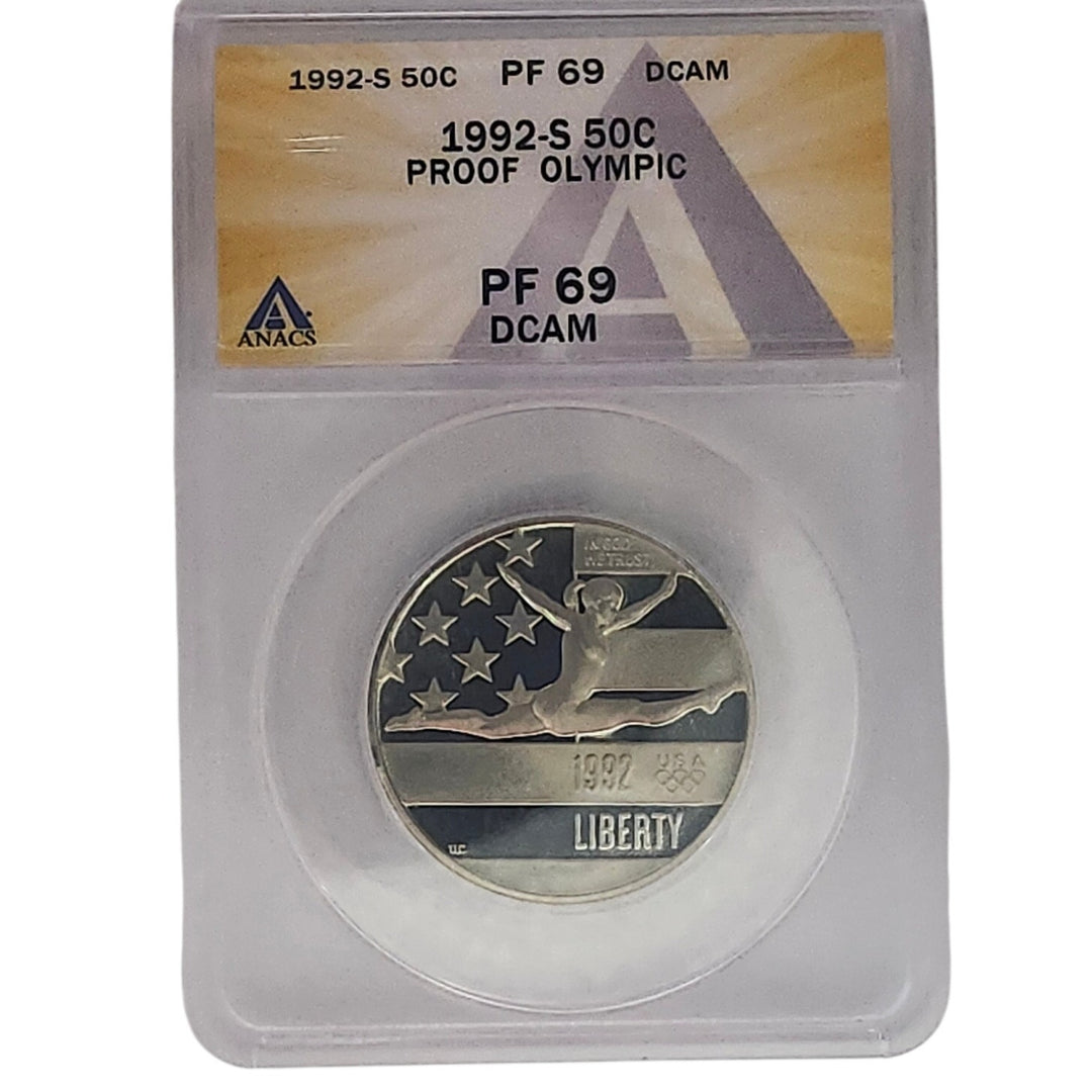 1992-S Olympic Half Dollar Commemorative 50C ANACS PF 69 DCAM Gymnast Proof Coin