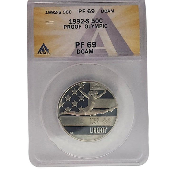 1992-S Olympic Half Dollar Commemorative 50C ANACS PF 69 DCAM Gymnast Proof Coin