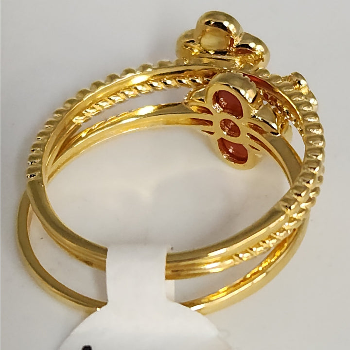 925 Sterling Silver Gold -Tone Clover Stackable Ring Set  size 9