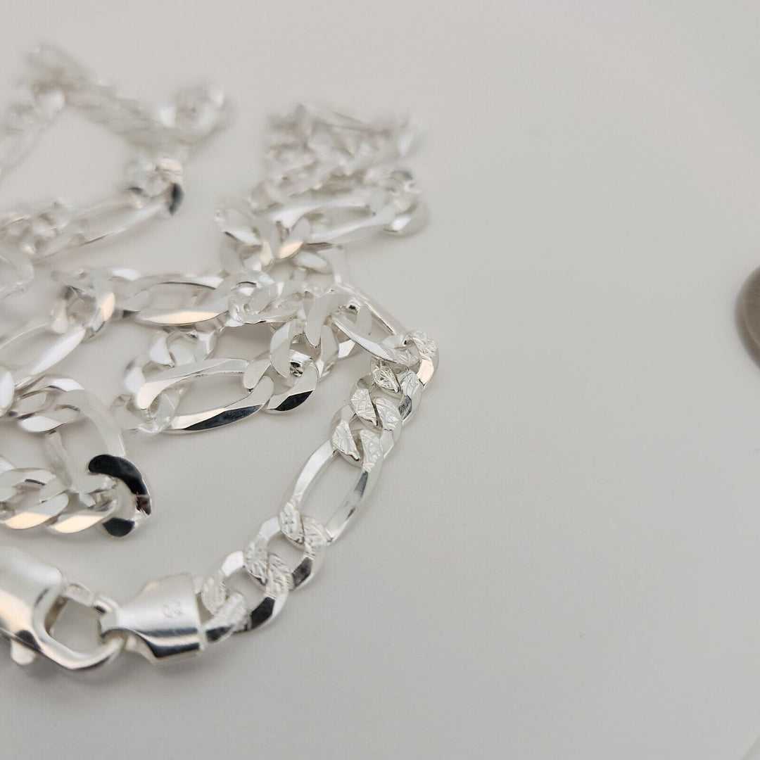 925 sterling silver figaro chain necklace 24" A+