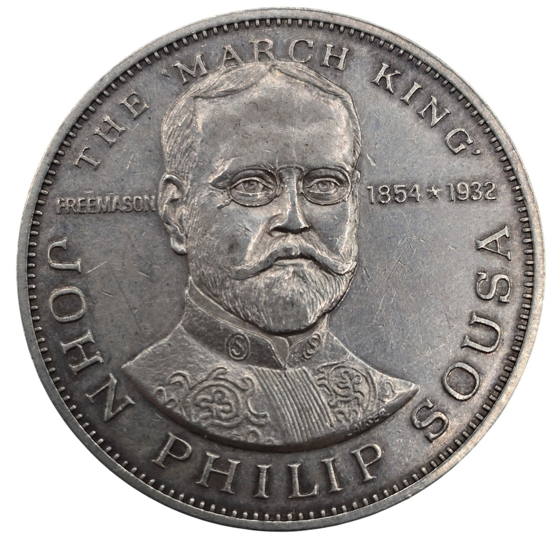 John Philip Sousa Masonic .925 Sterling Silver Medal 26.7g Freemason