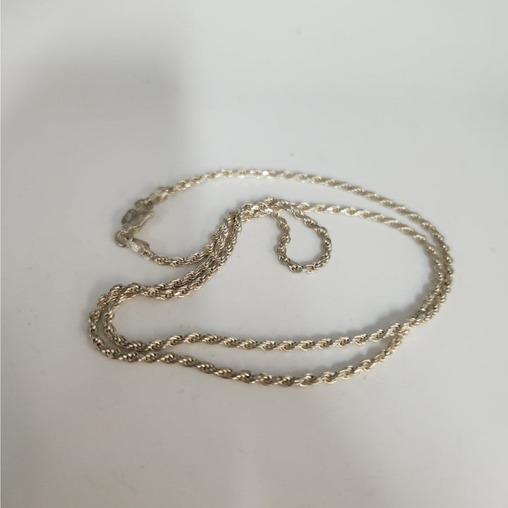 Simple 925 Sterling Silver  Rope Chain Necklace 18"