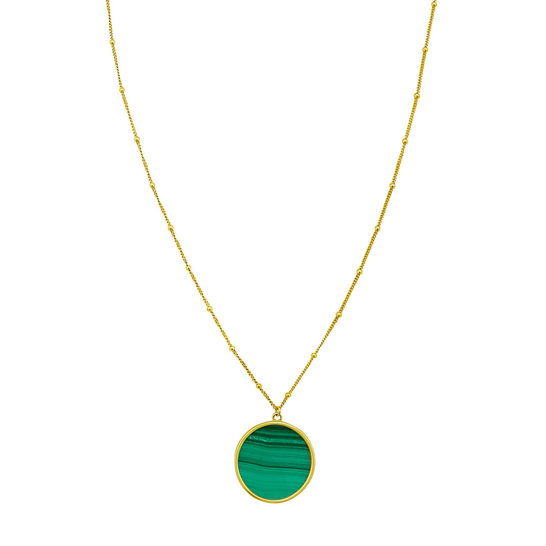14K Malachite Inlay Circle Necklace