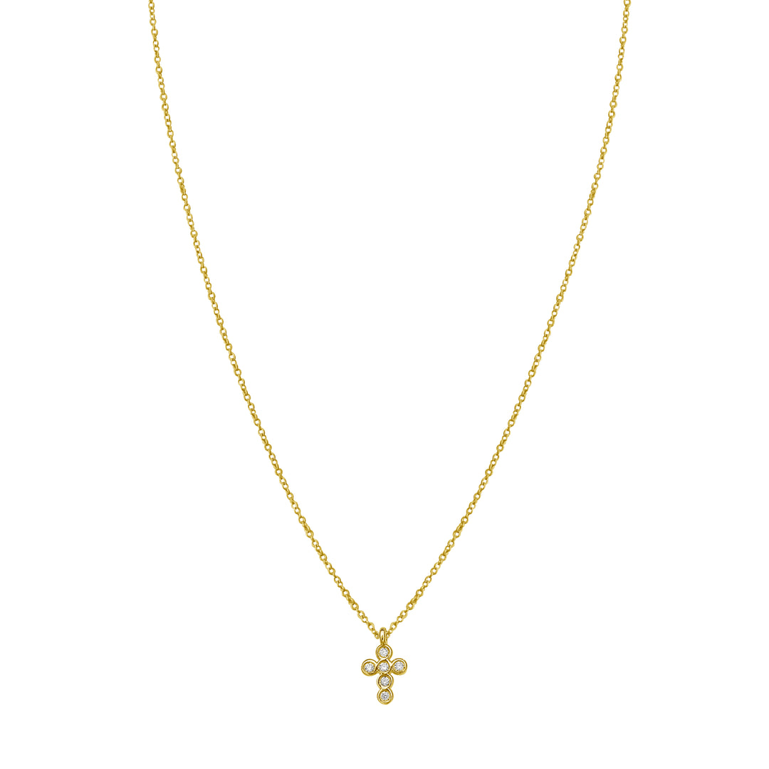 14K Petite Diamond Cross Necklace
