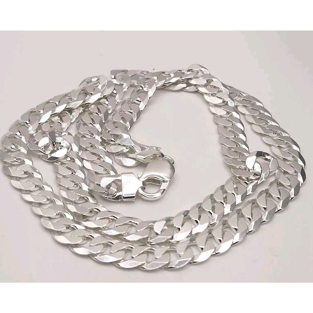 Stunning 925 sterling silver cuban necklace 28"  A