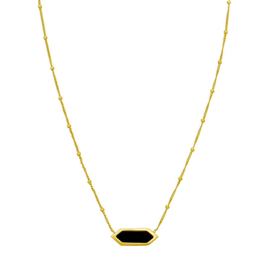14K Hexagon Onyx Necklace
