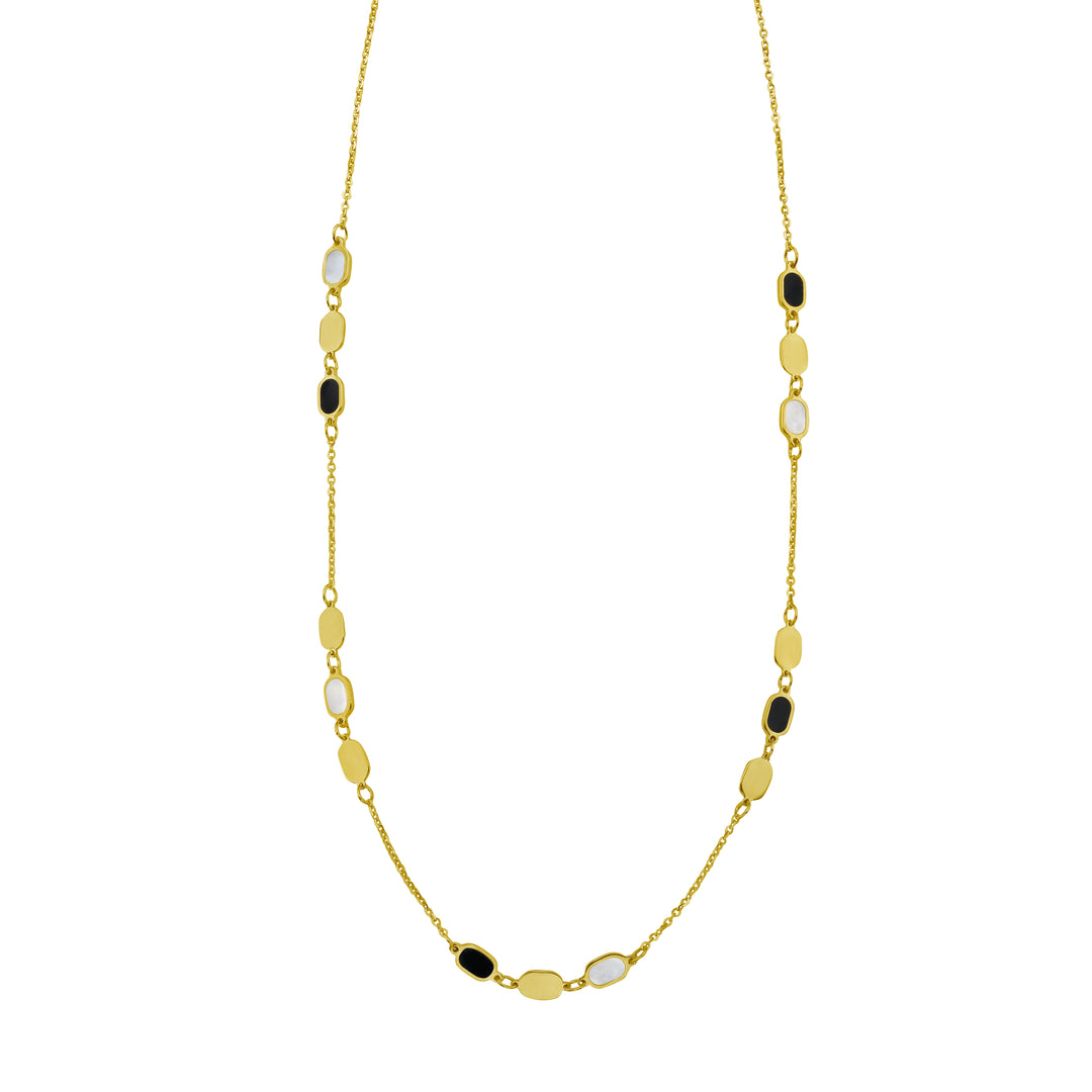 14K Onyx & MOP Inlay Links Necklace