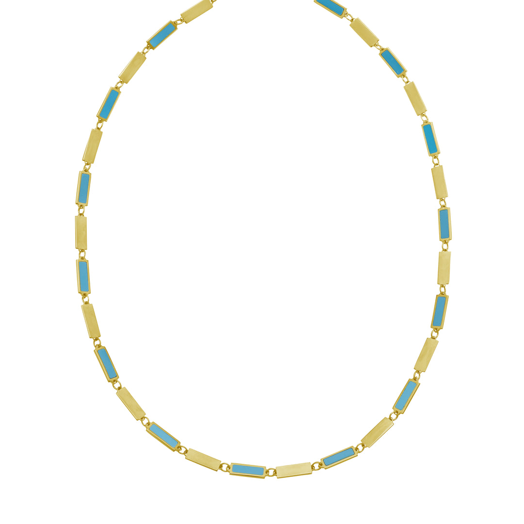 14K Turquoise Rectangle Links Necklace