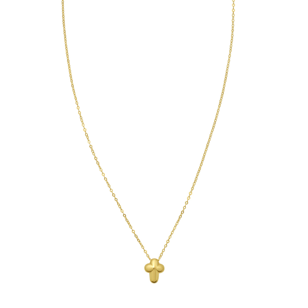 14K Puffed Mini Cross Pendant