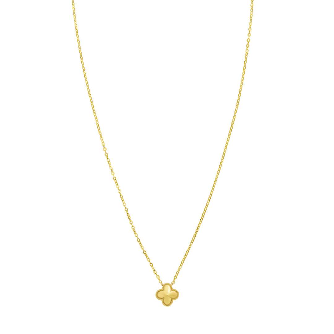 14K Puffed Mini Clover Pendant