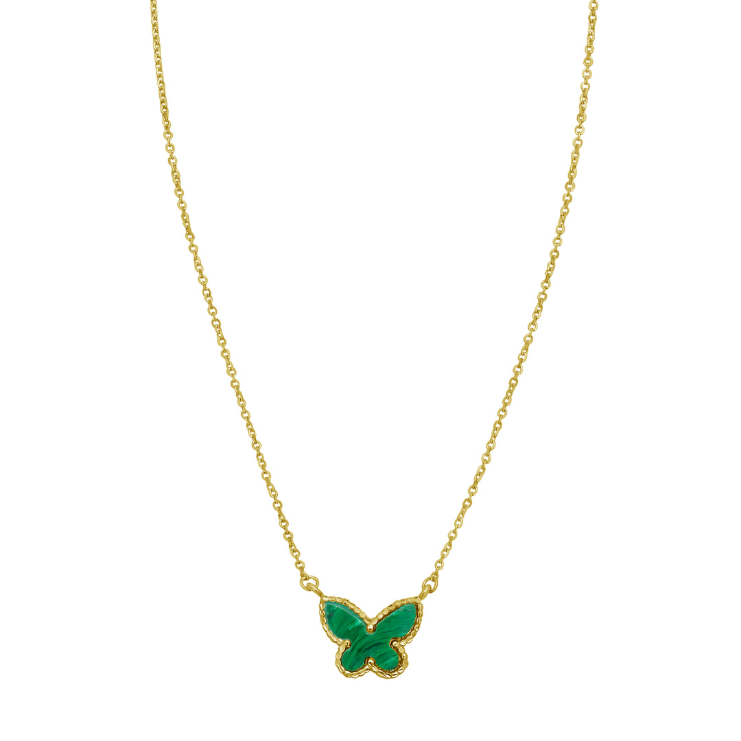14K Primavera Malachite Butterfly Necklace