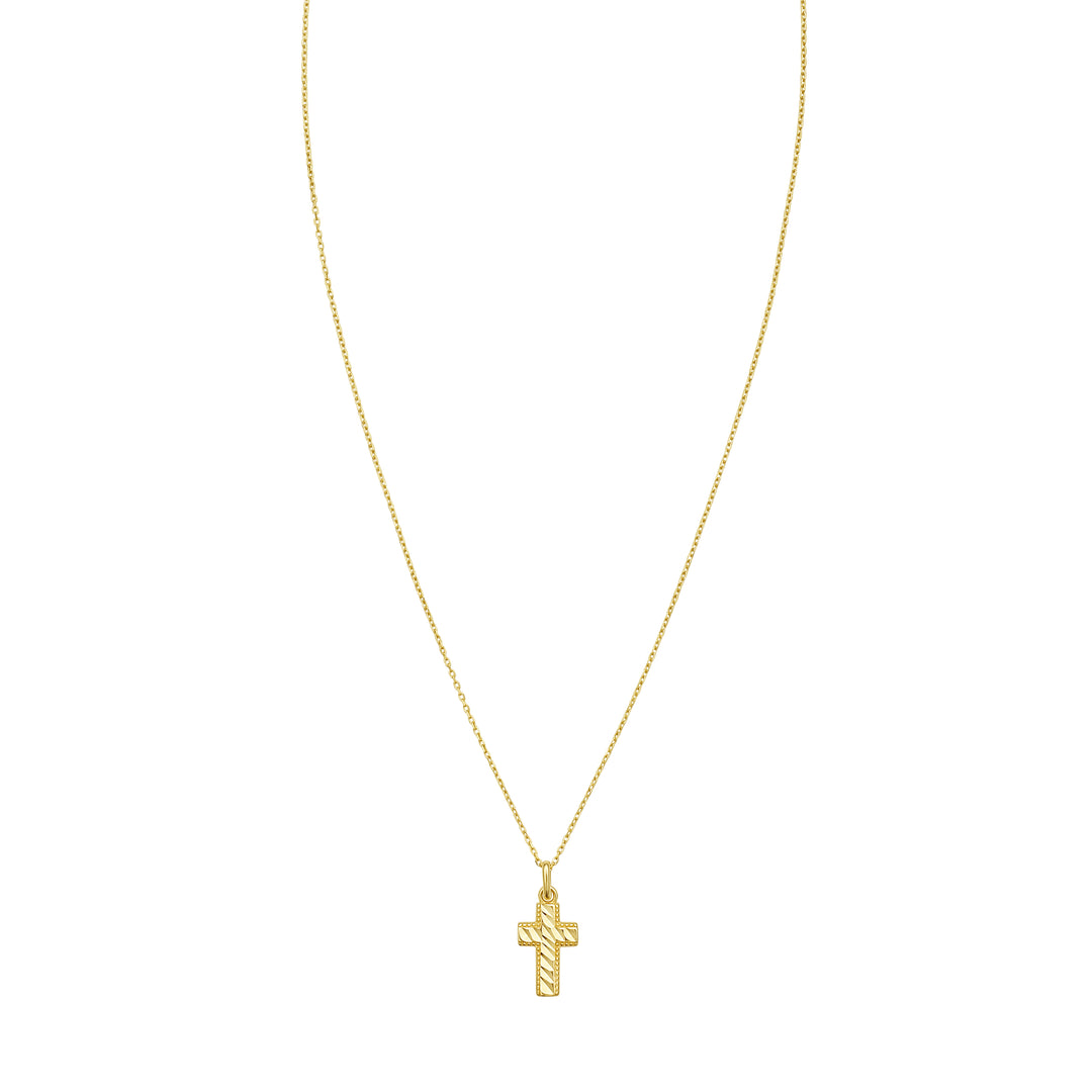 14K Diamond-Cut Cross Necklace