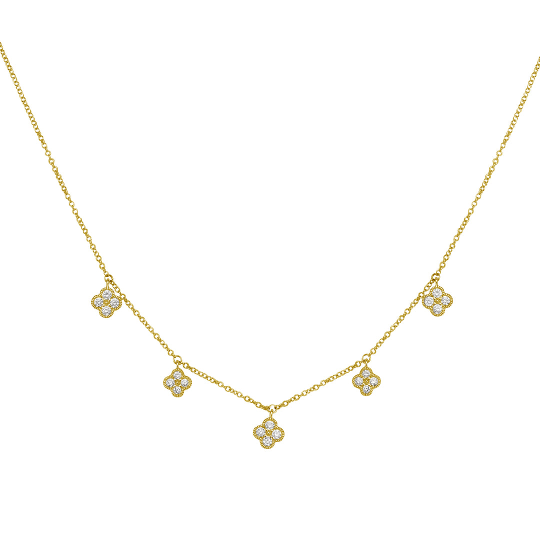 14K Diamond Flower Necklace