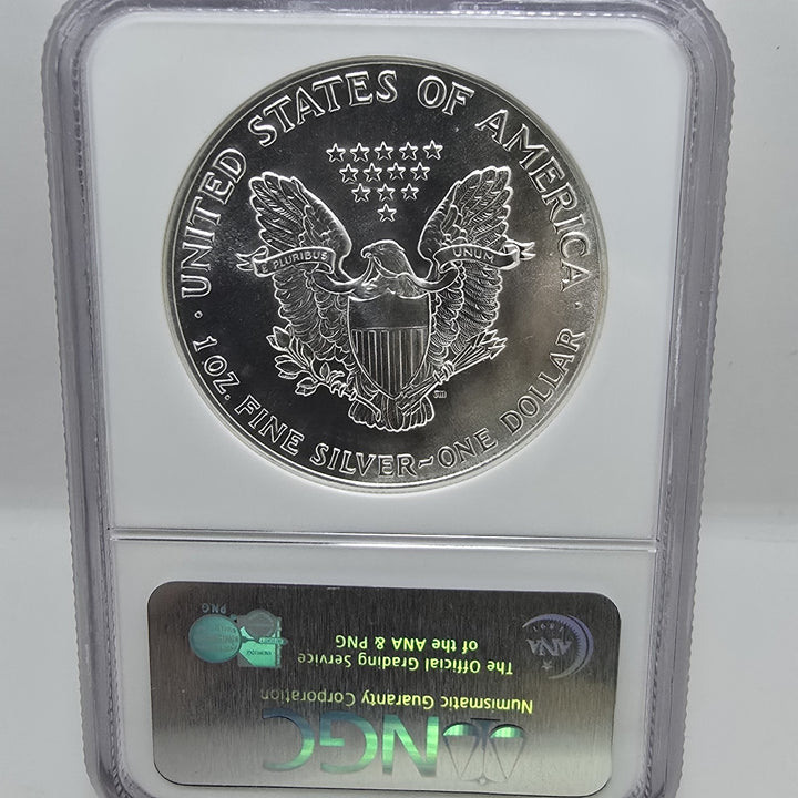 1987 American Silver Eagle, 1 Oz Fine .999 Silver USA Uncirculated $1 NGC MS69
